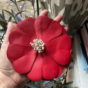 Vintage Red Floral Brooch